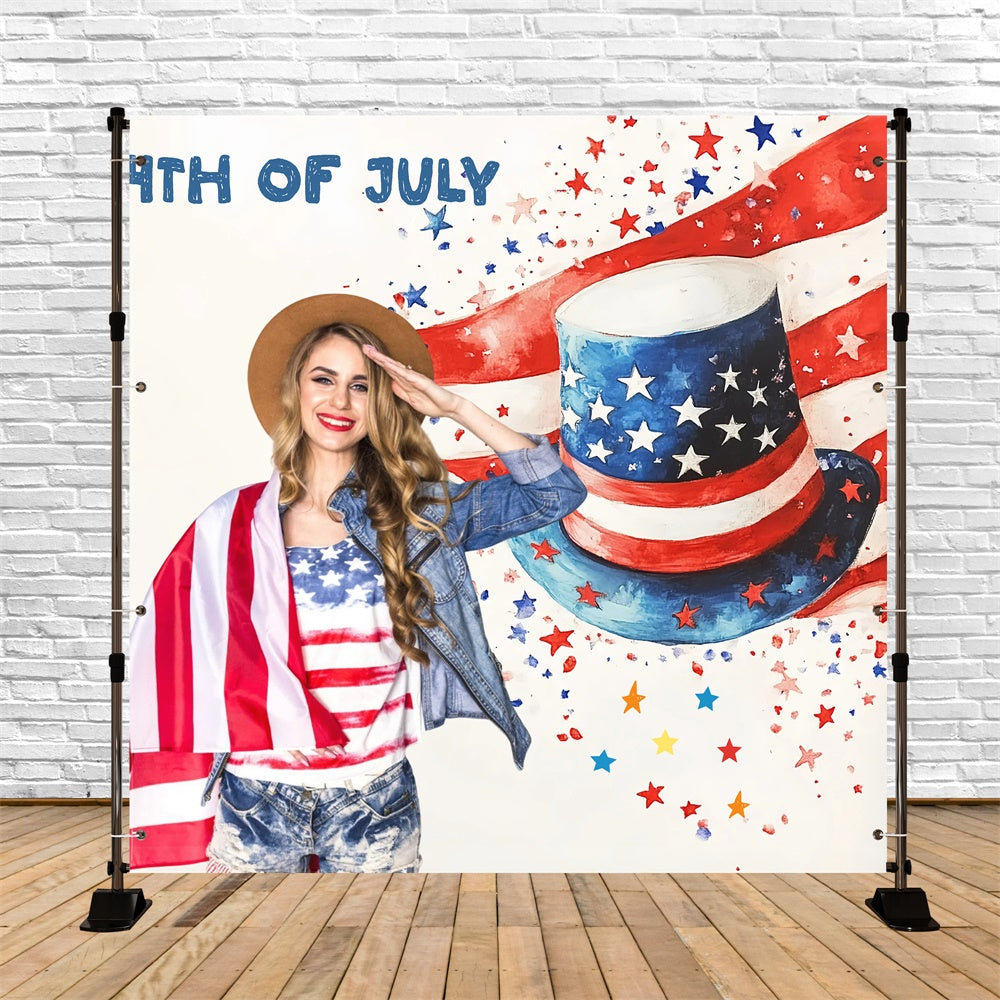 4th of July Photo Backdrop Patriotic Salute Smiles Custom Backdrop GQ6-97