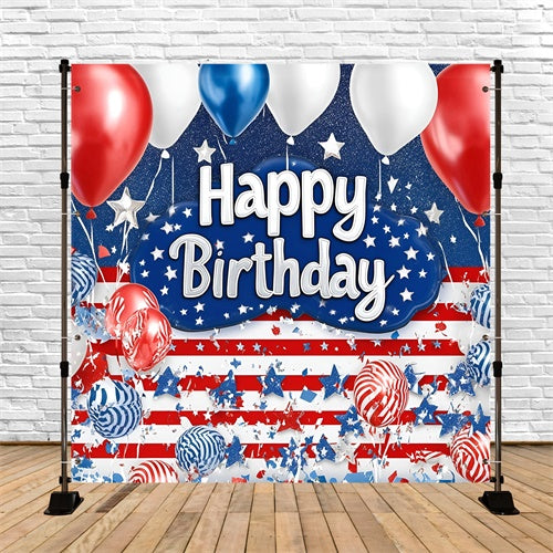 Happy Birthday Backdrop Confetti Balloon 4th of July Backdrops GQ6-99