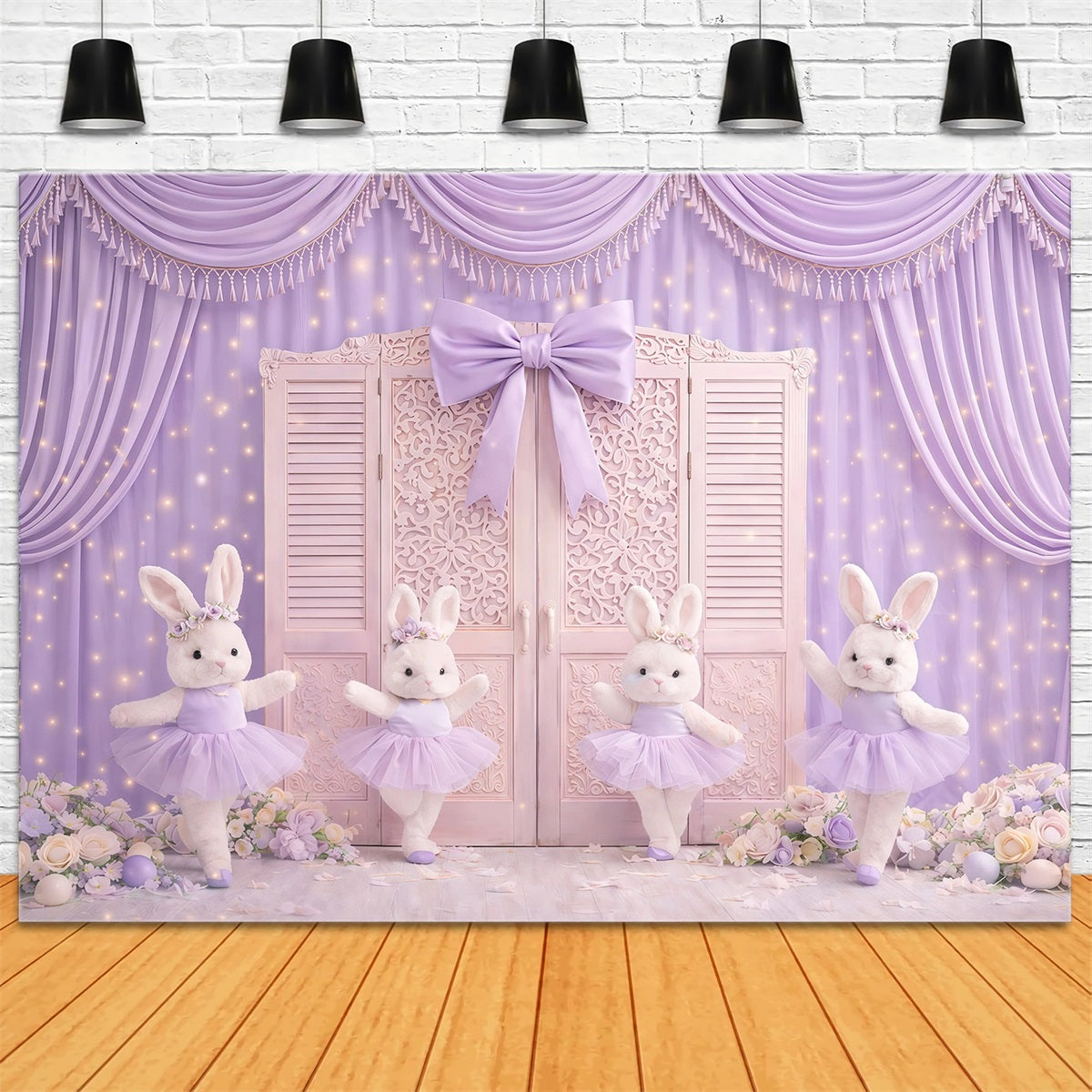 Bunny Backdrop Ideas Lavender Curtain Ballet Stage Backdrop For Easter Pictures GQ61-26