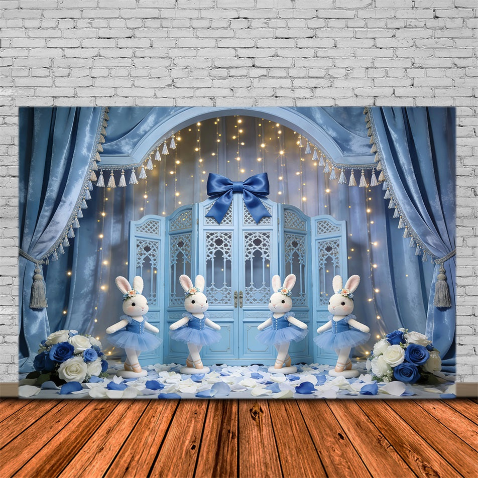 Bunny Backdrop Ideas Blue Curtain Ballet Stage Backdrop For Easter Pictures GQ61-27