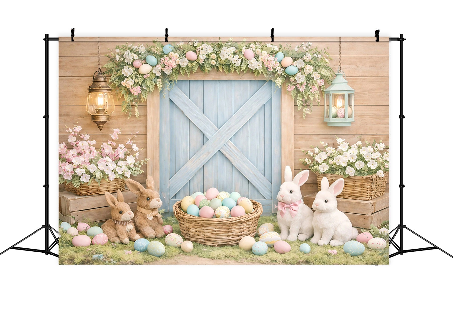 Easter Baby Backdrop Rustic Bunny Barn Door Easter Photography Backdrop GQ61-28