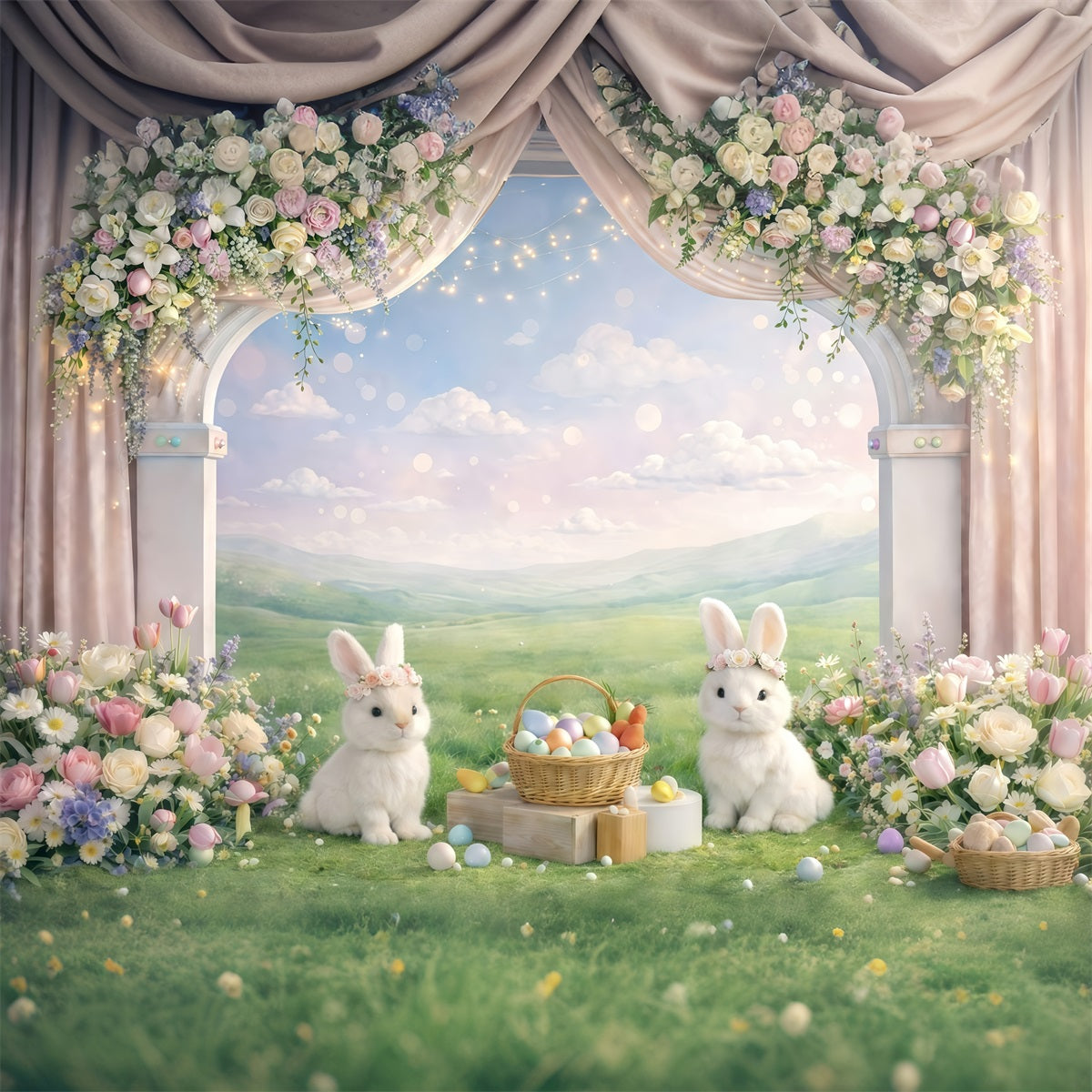 Bunny Backdrop Ideas Garden Arch Bunny Meadow Easter Photography Backdrop GQ61-41