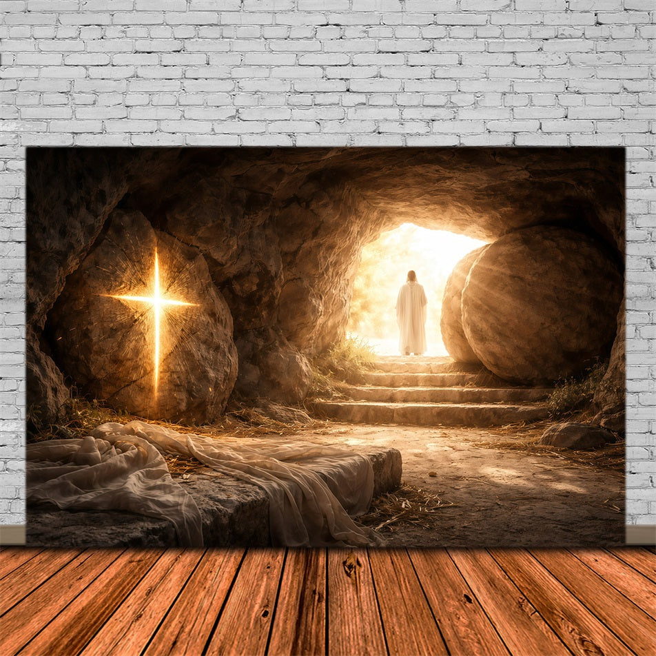 Easter Photo Backdrops For Church Resurrection Cave Radiant Light Backdrop For Easter GQ61-5