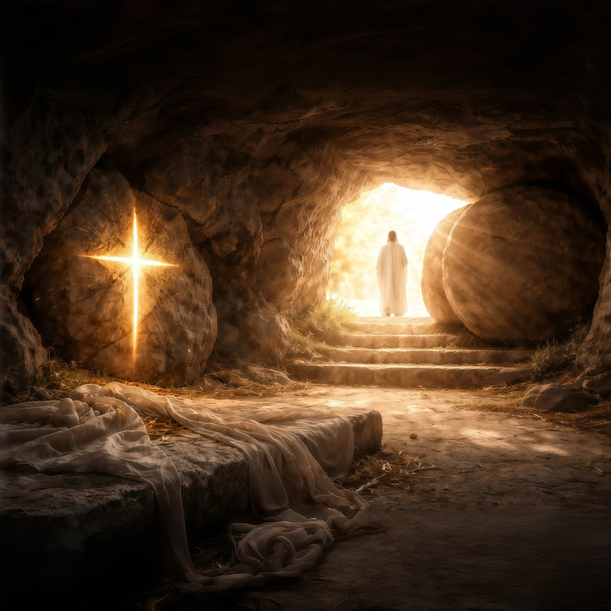 Easter Photo Backdrops For Church Resurrection Cave Radiant Light Backdrop For Easter GQ61-5