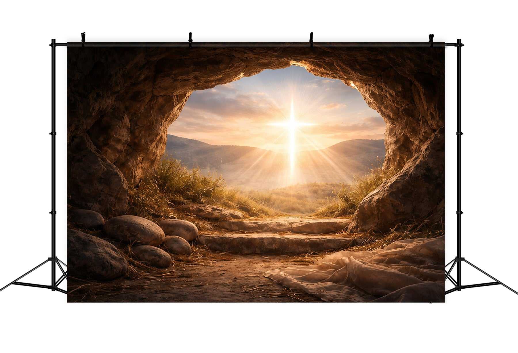 Easter Photo Backdrop Ideas For Church Empty Tomb Sunrise Glory Easter Themed Backdrop GQ61-6