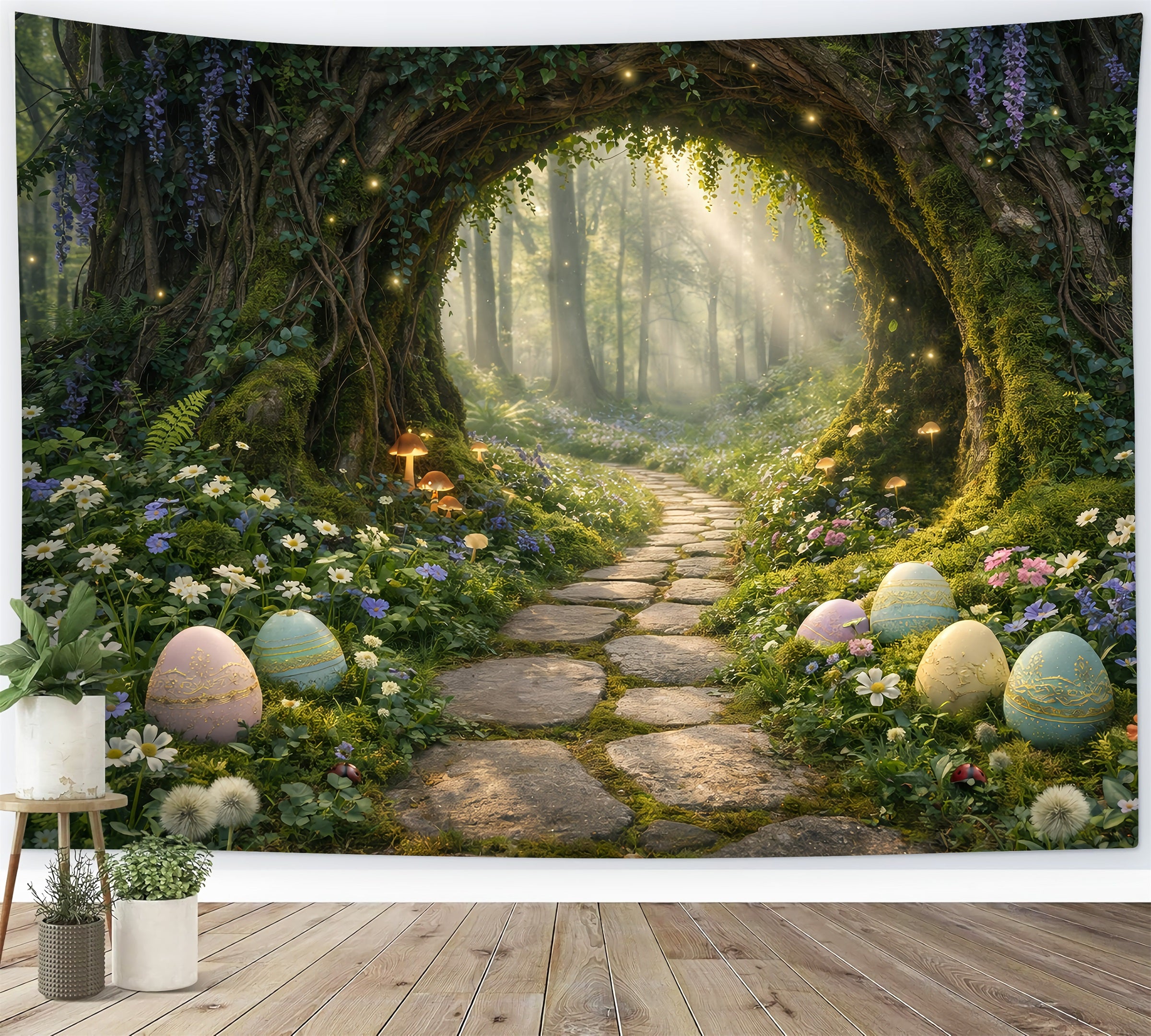 Easter Woodland Path Backdrop Enchanted Forest Tunnel Entrance Easter Backdrop Pictures GQ61-61