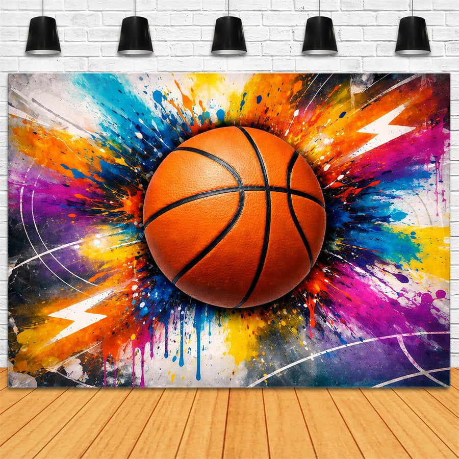 Basketball Backdrop Abstract Paint Splash Graffiti Sport Backdrop GQ61-75