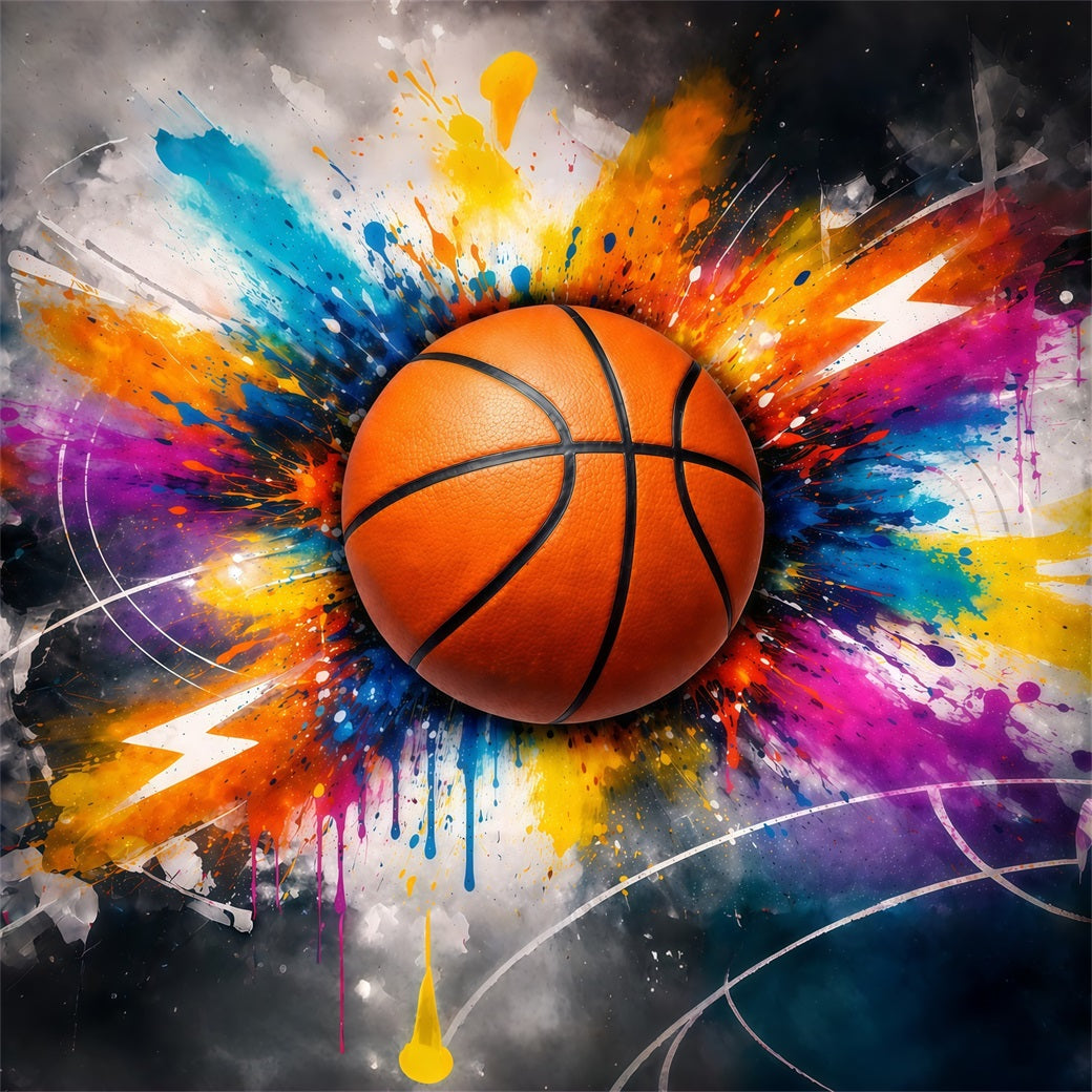 Basketball Backdrop Abstract Paint Splash Graffiti Sport Backdrop GQ61-75
