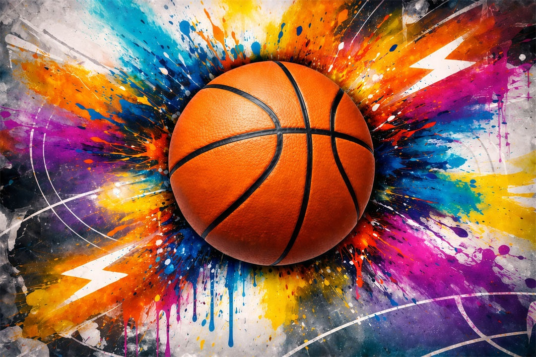 Basketball Backdrop Abstract Paint Splash Graffiti Sport Backdrop GQ61-75