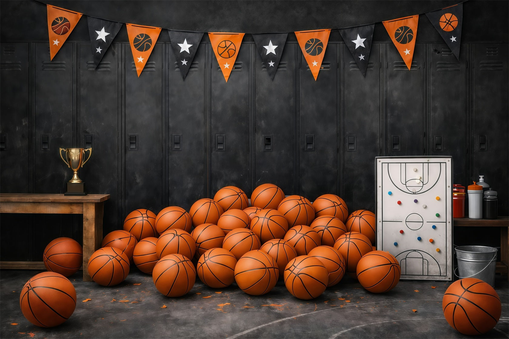 Basketball Backdrops School Locker Room Victory Sports Photo Backdrops GQ61-76