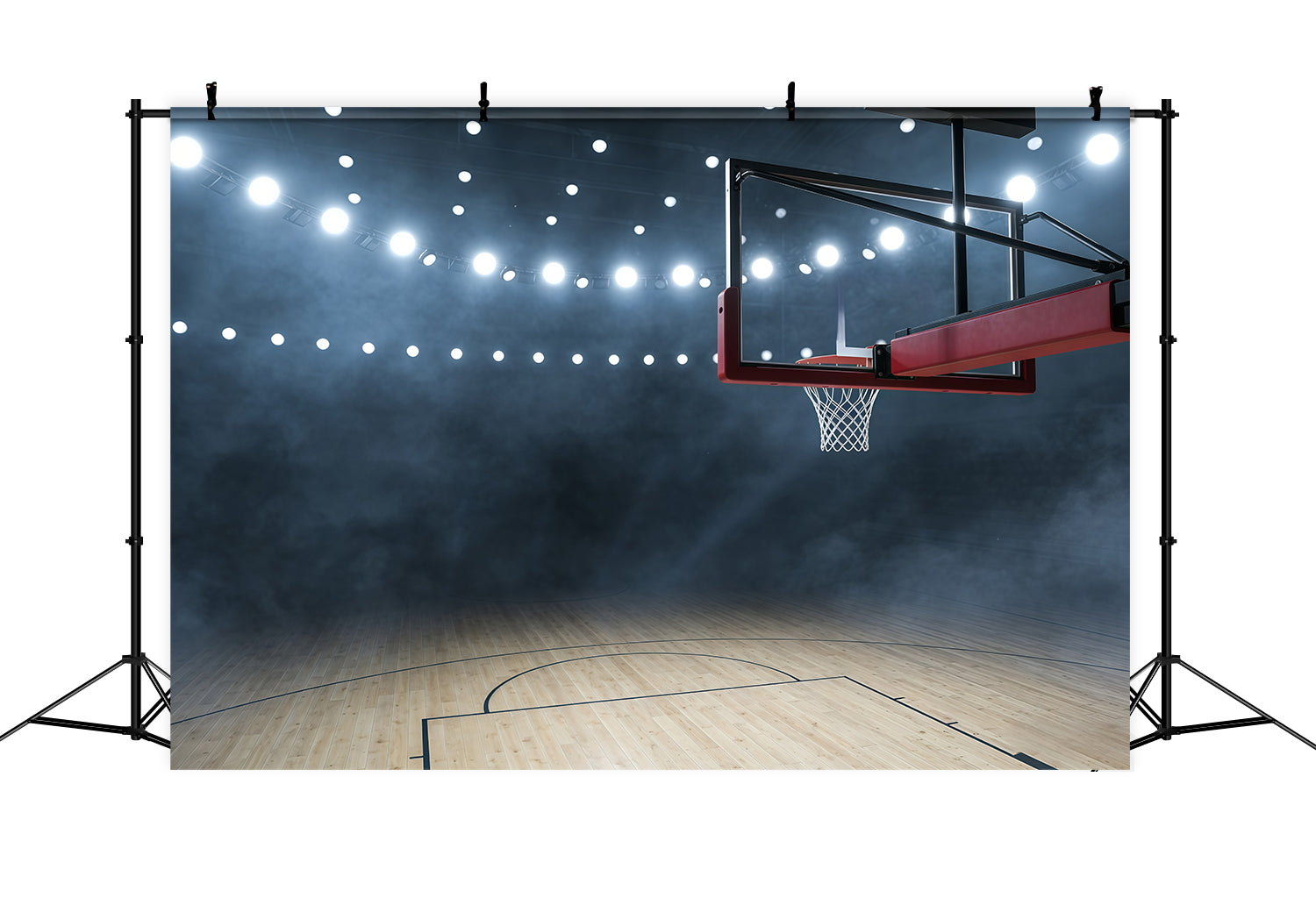 Basketball Photography Backdrop Arena Lights Court Hoop Sport Backdrop GQ61-84