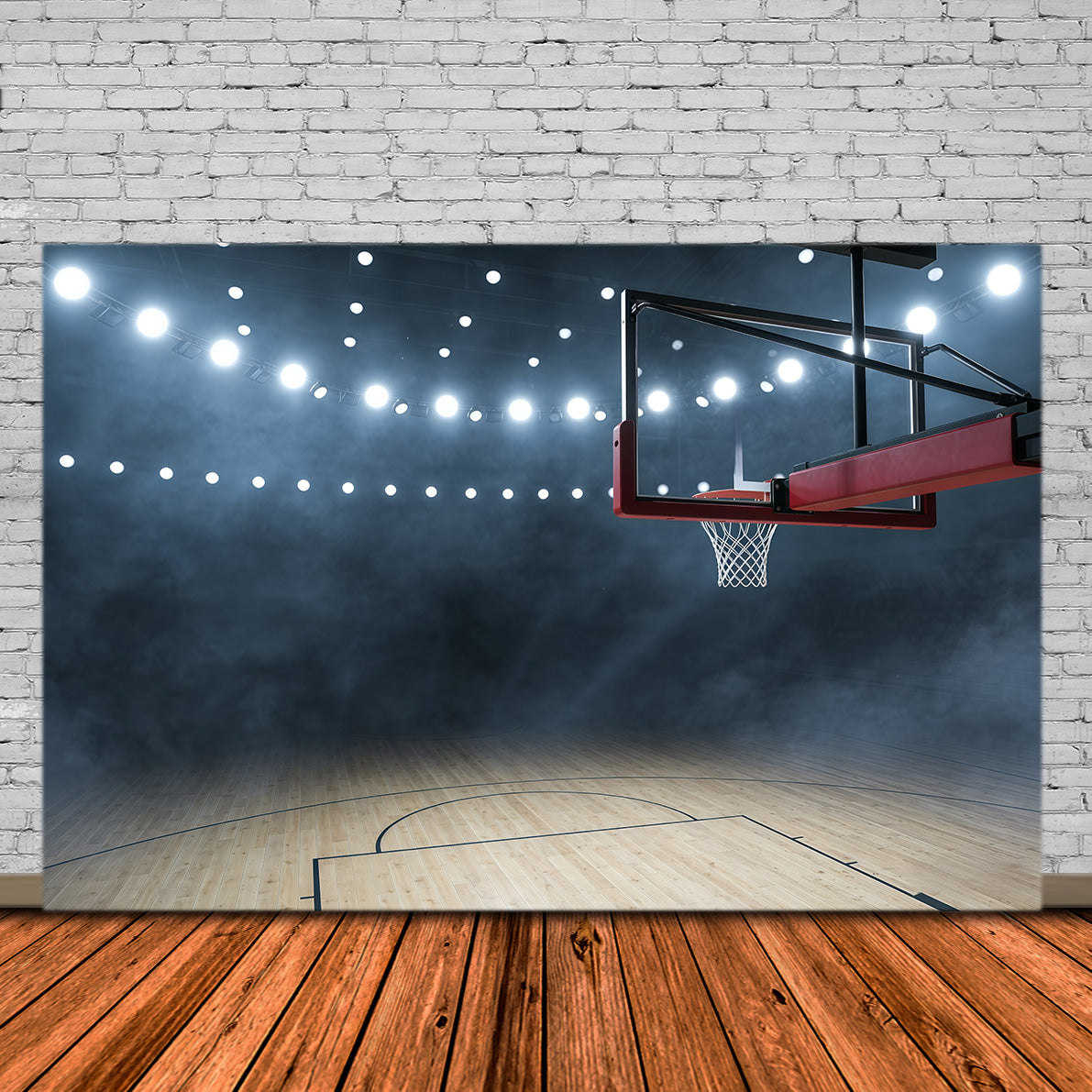 Basketball Photography Backdrop Arena Lights Court Hoop Sport Backdrop GQ61-84