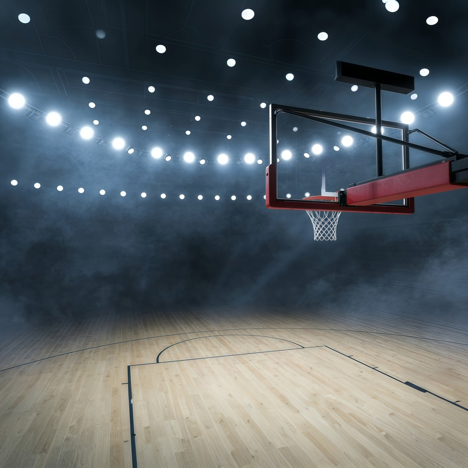 Basketball Photography Backdrop Arena Lights Court Hoop Sport Backdrop GQ61-84