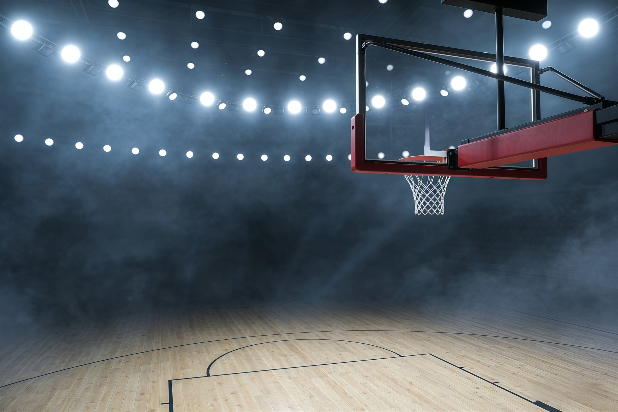 Basketball Photography Backdrop Arena Lights Court Hoop Sport Backdrop GQ61-84