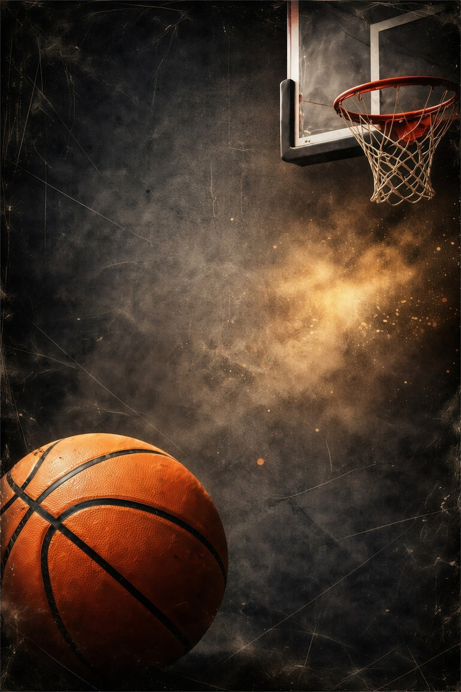 Basketball Photo Backdrop Grunge Hoop Dust Explosion Sports Theme Backdrop GQ61-87