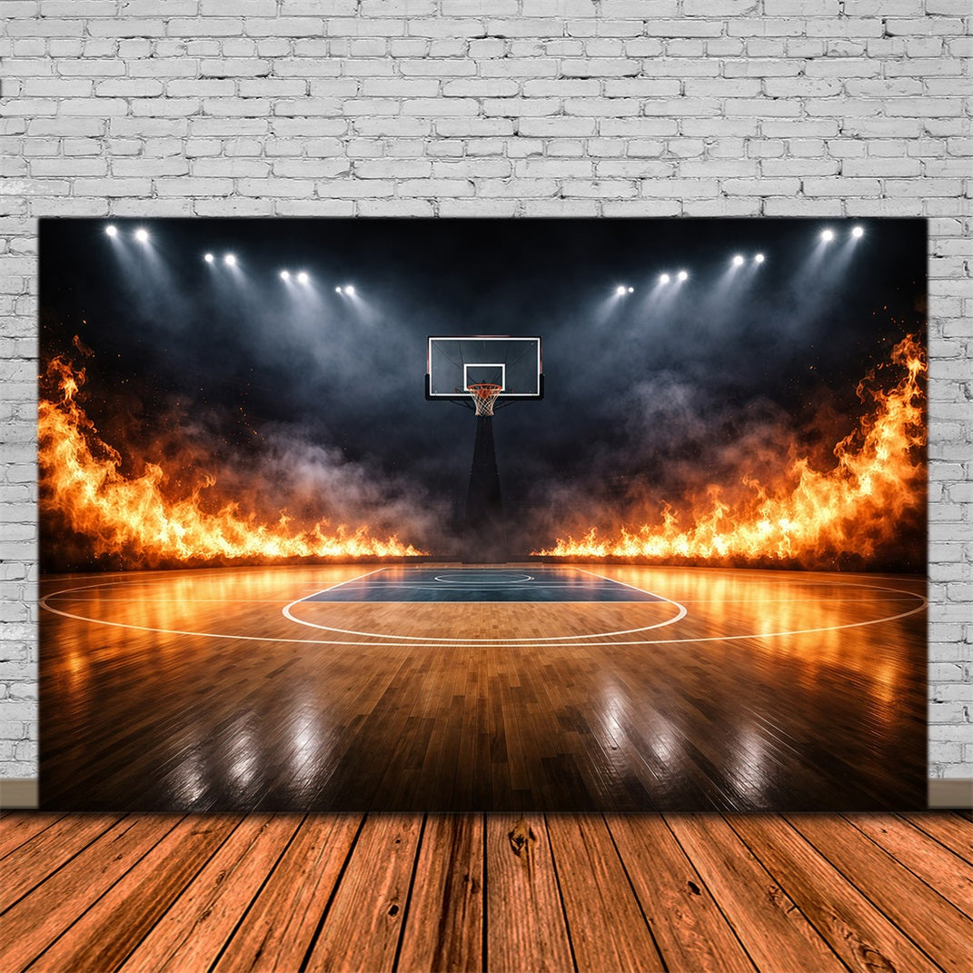 Basketball Backdrop For Photography Inferno Stadium Court Sports Backdrop GQ61-88