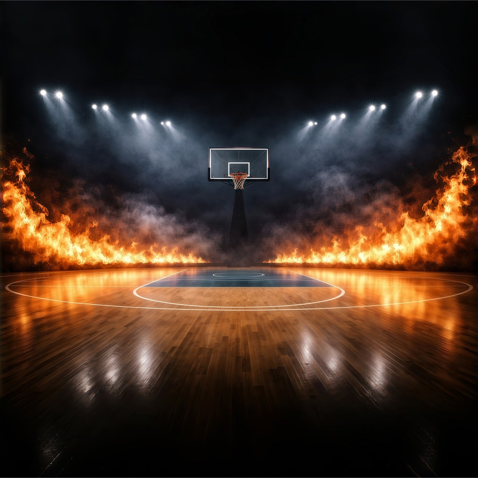 Basketball Backdrop For Photography Inferno Stadium Court Sports Backdrop GQ61-88