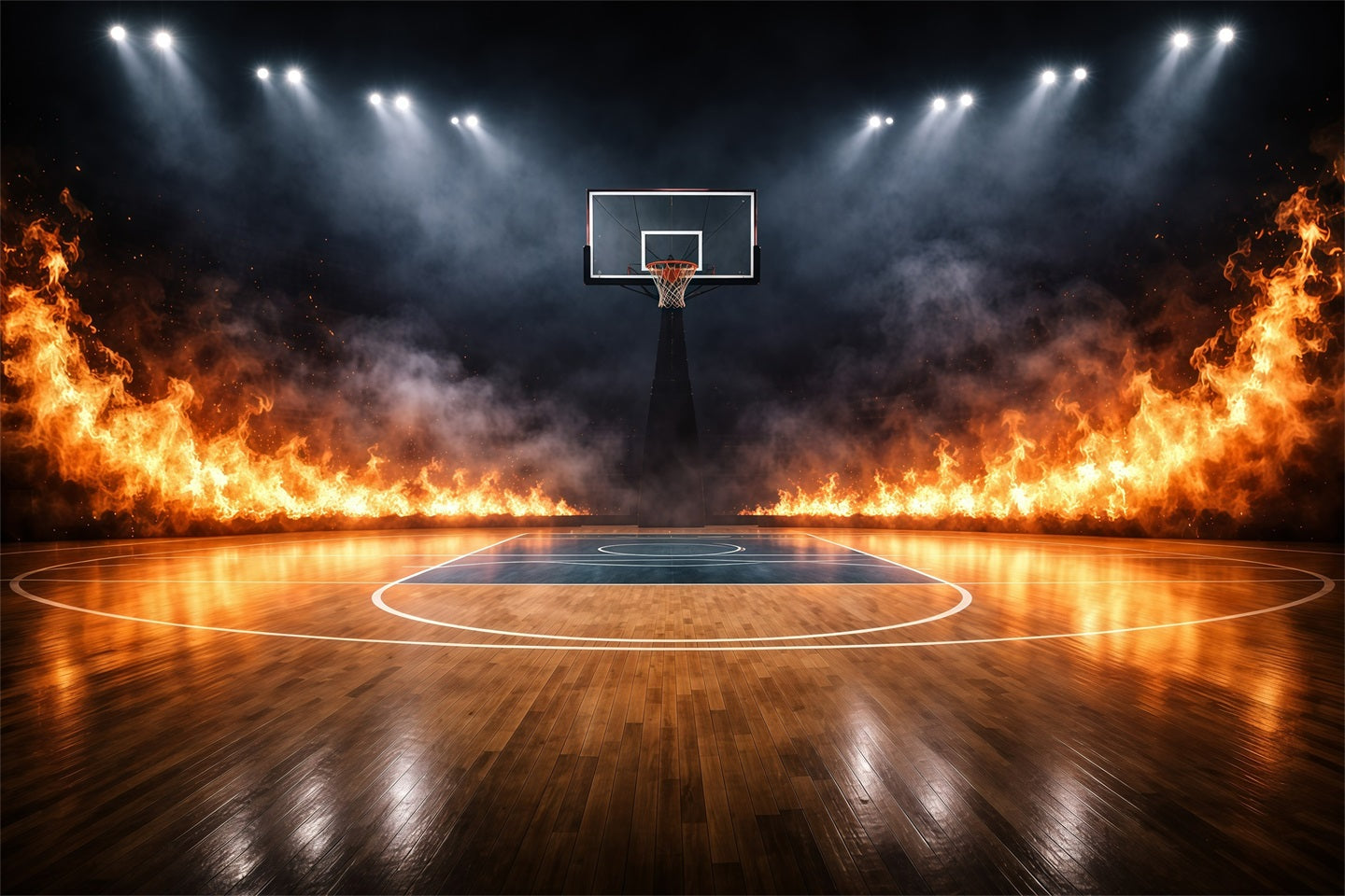 Basketball Backdrop For Photography Inferno Stadium Court Sports Backdrop GQ61-88