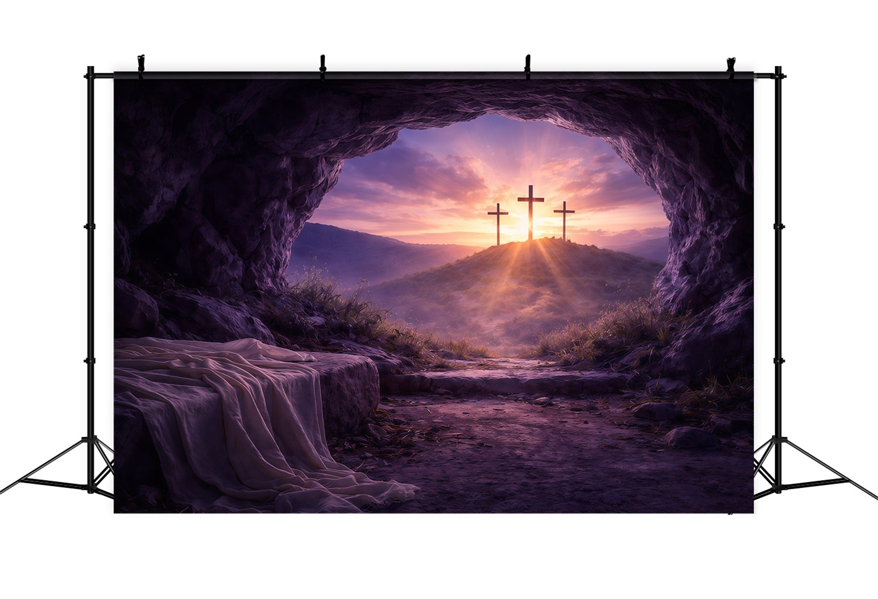 Easter Tomb Backdrop Resurrection Dawn Empty Tomb Easter Photography Backdrops For Sale GQ61-9