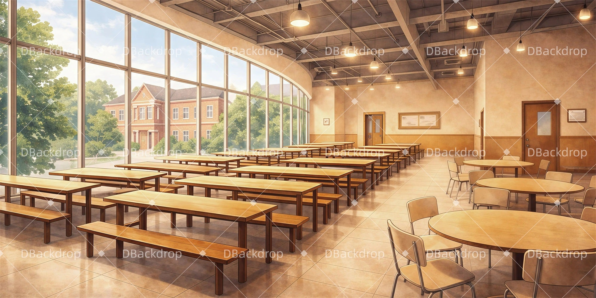 Performance Backdrops Cafeteria Interior School Play Backdrops GQ61-T23