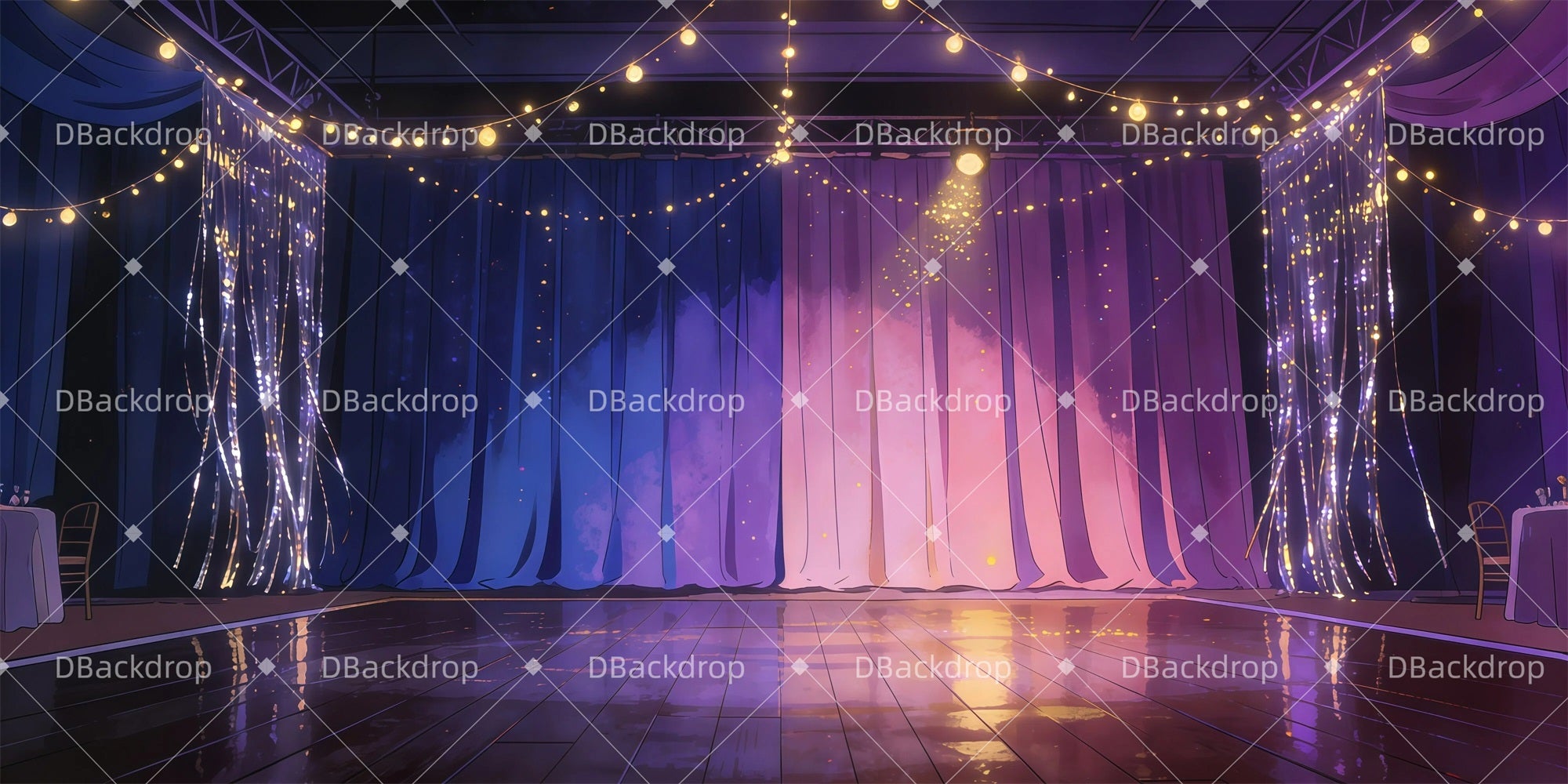 School Dance Backdrop Prom Night Broadway Stage Backdrop GQ61-T30