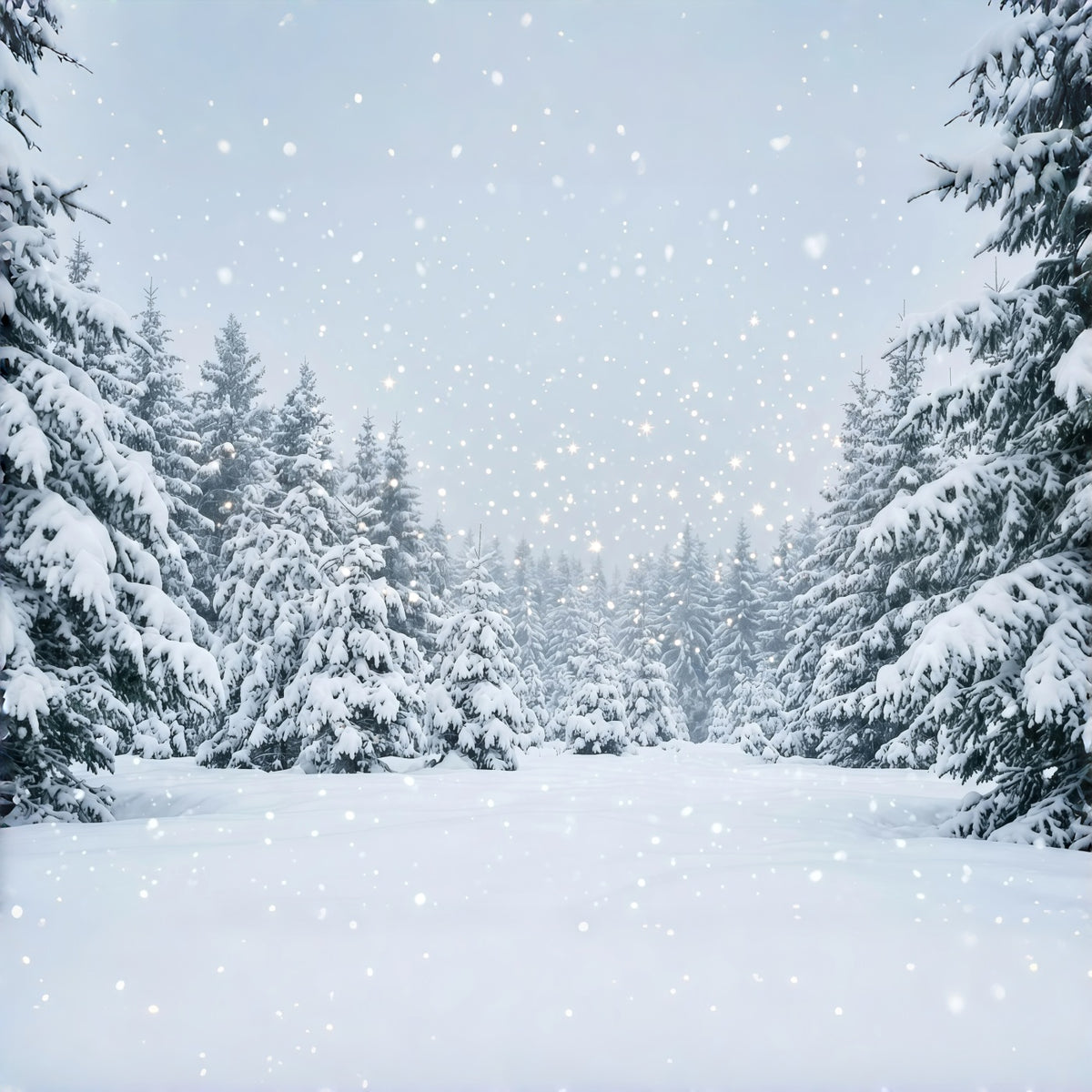 Christmas Tree Backdrops Snowy Evergreen Forest Christmas Photoshoot Backdrops GQ610-111