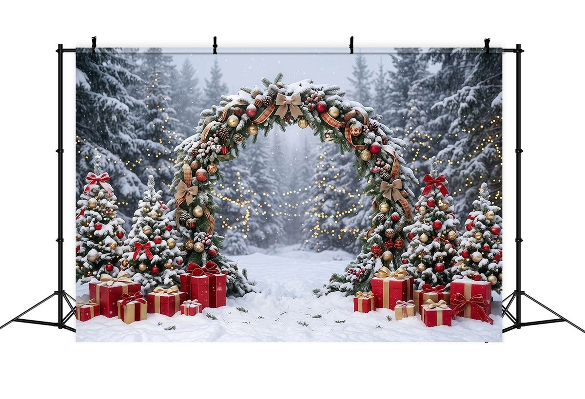 Christmas Backdrop Arch Snowy Garland Gift Archway Christmas Pictures Backdrop GQ610-114