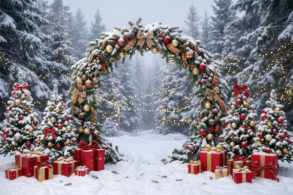 Christmas Backdrop Arch Snowy Garland Gift Archway Christmas Pictures Backdrop GQ610-114
