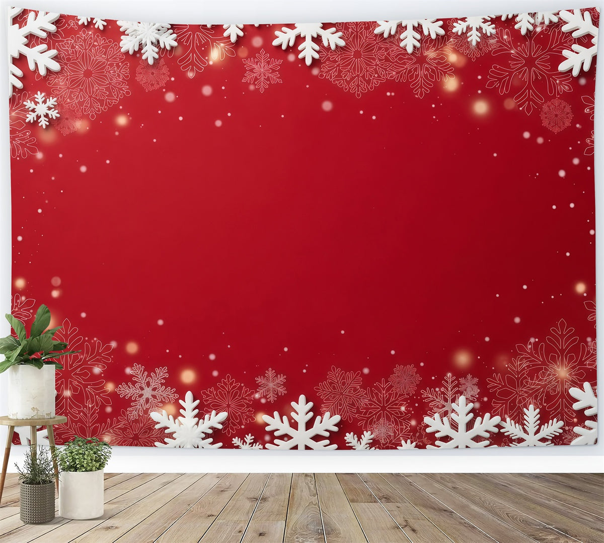Christmas Backdrop Red Snowflake Festive Border Christmas Scene Photo Backdrops GQ610-118