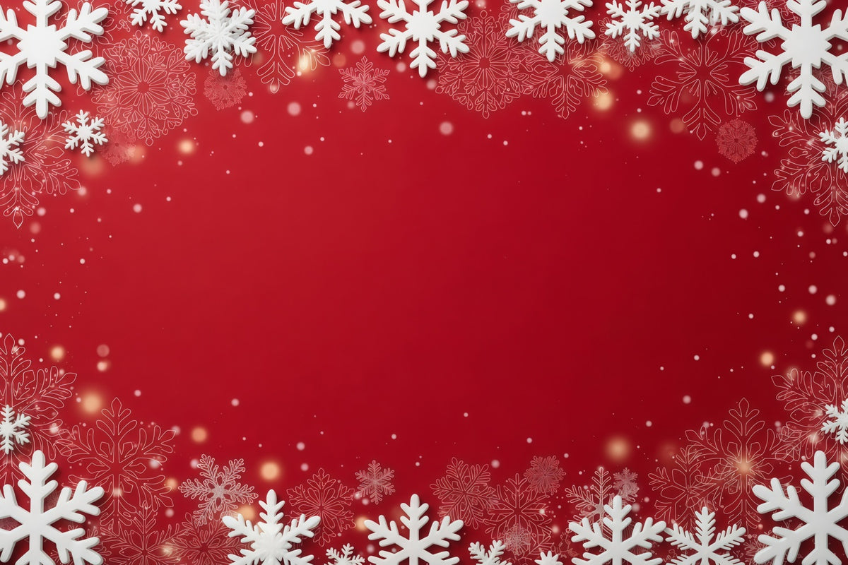 Christmas Backdrop Red Snowflake Festive Border Christmas Scene Photo Backdrops GQ610-118
