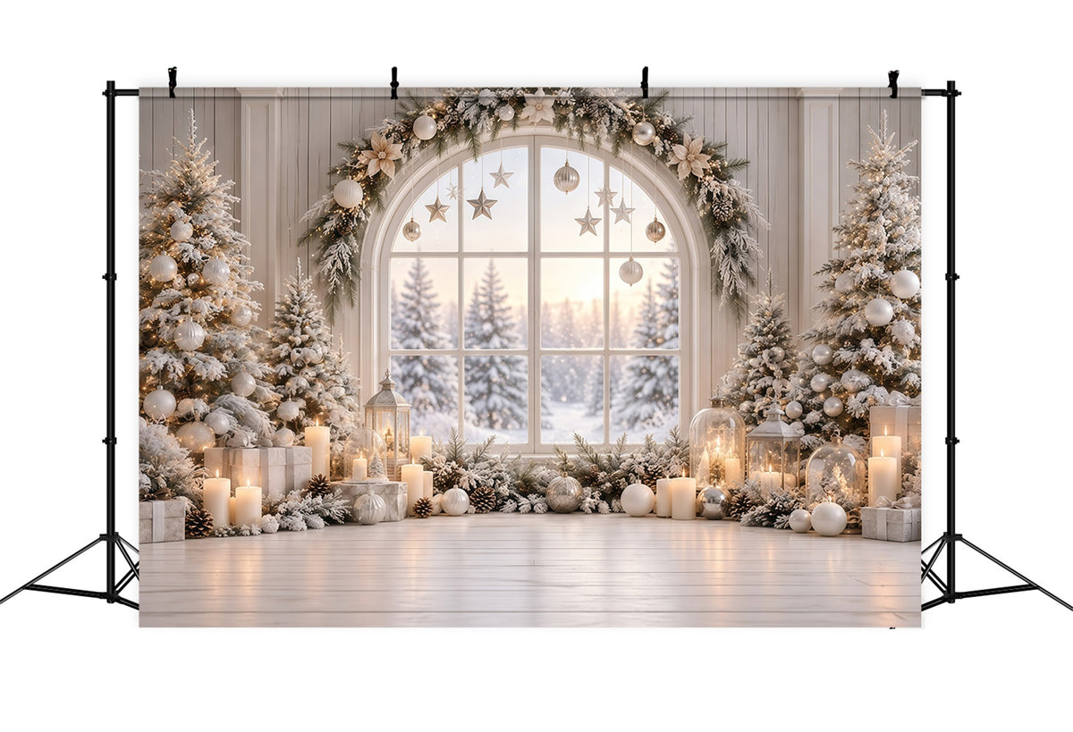 Christmas Window Backdrops White Winter Window Display Christmas Backdrop Wall GQ610-120