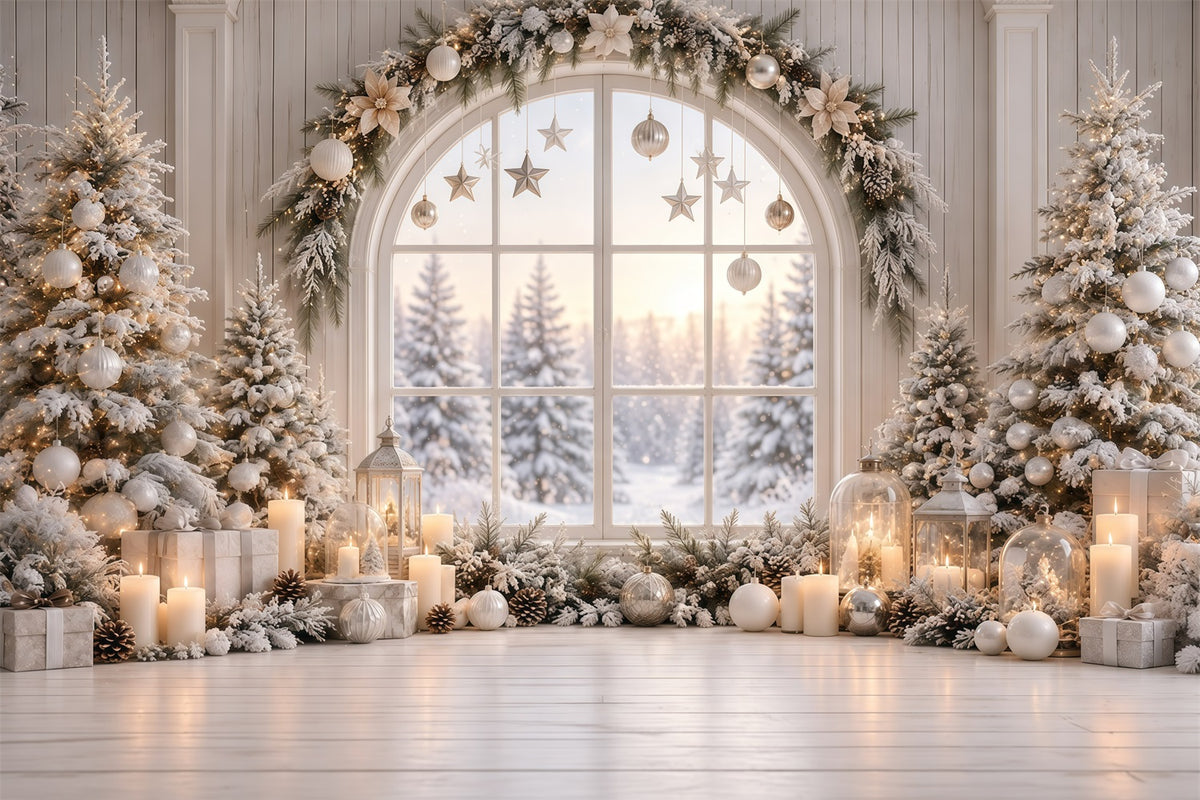 Christmas Window Backdrops White Winter Window Display Christmas Backdrop Wall GQ610-120