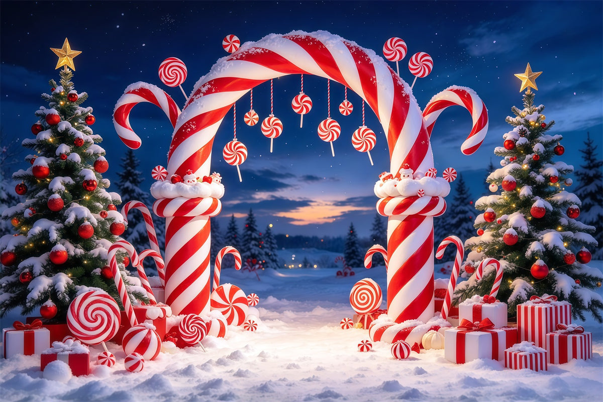 Christmas Candy Cane Backdrop Peppermint Candyland Archway Christmas Party Backdrop GQ610-18