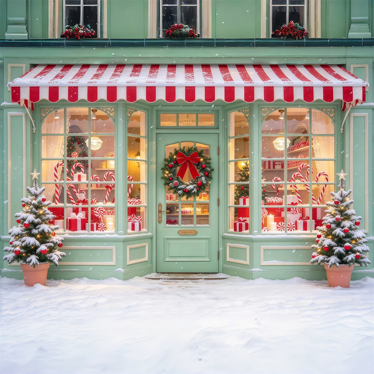 Christmas Candy Cane Backdrop Mint Green Peppermint Boutique Merry Christmas Backdrop GQ610-20