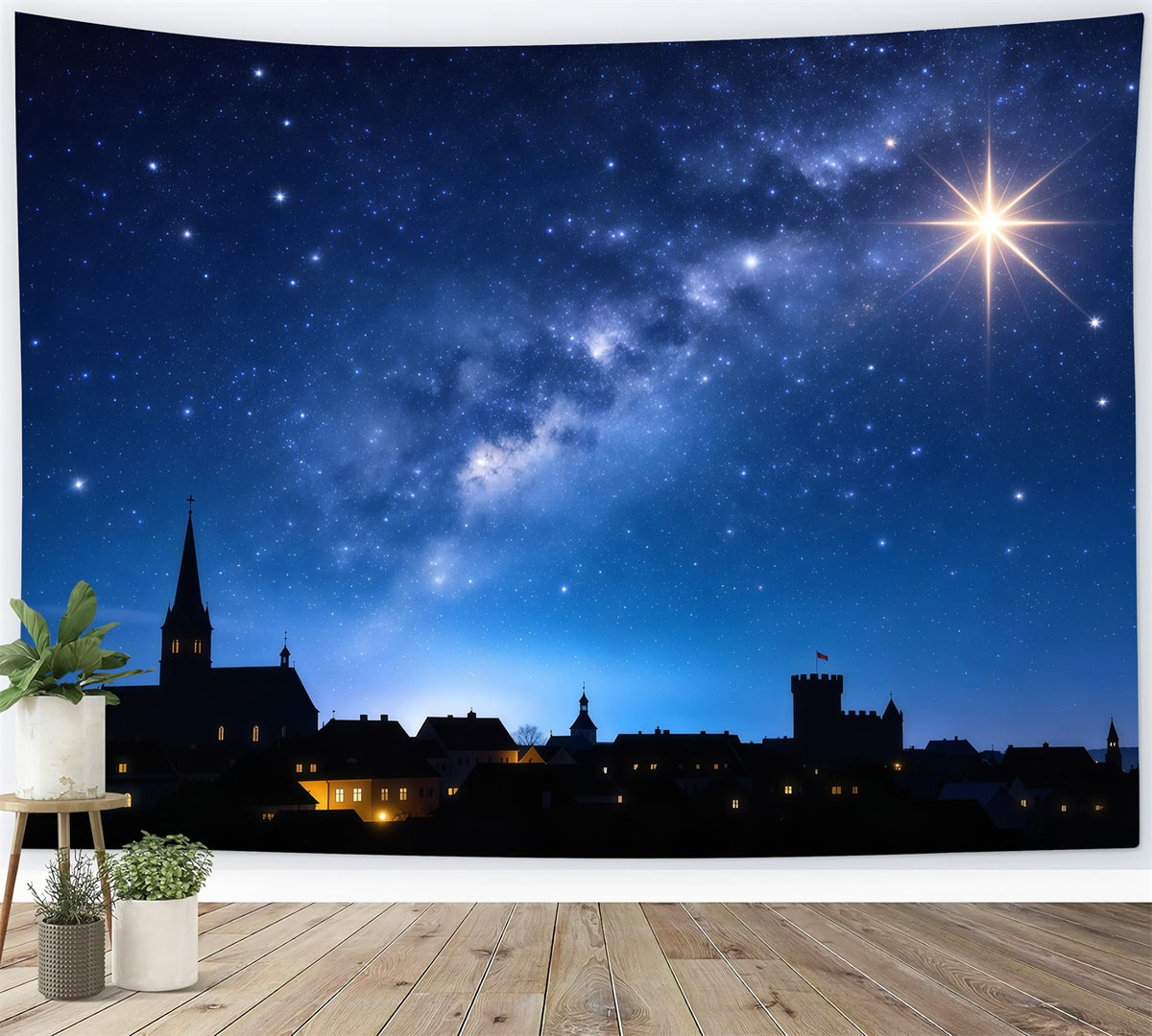Nativity Scene Backdrop Radiant Star Village Skyline Christmas Photo Backdrop Ideas GQ610-38