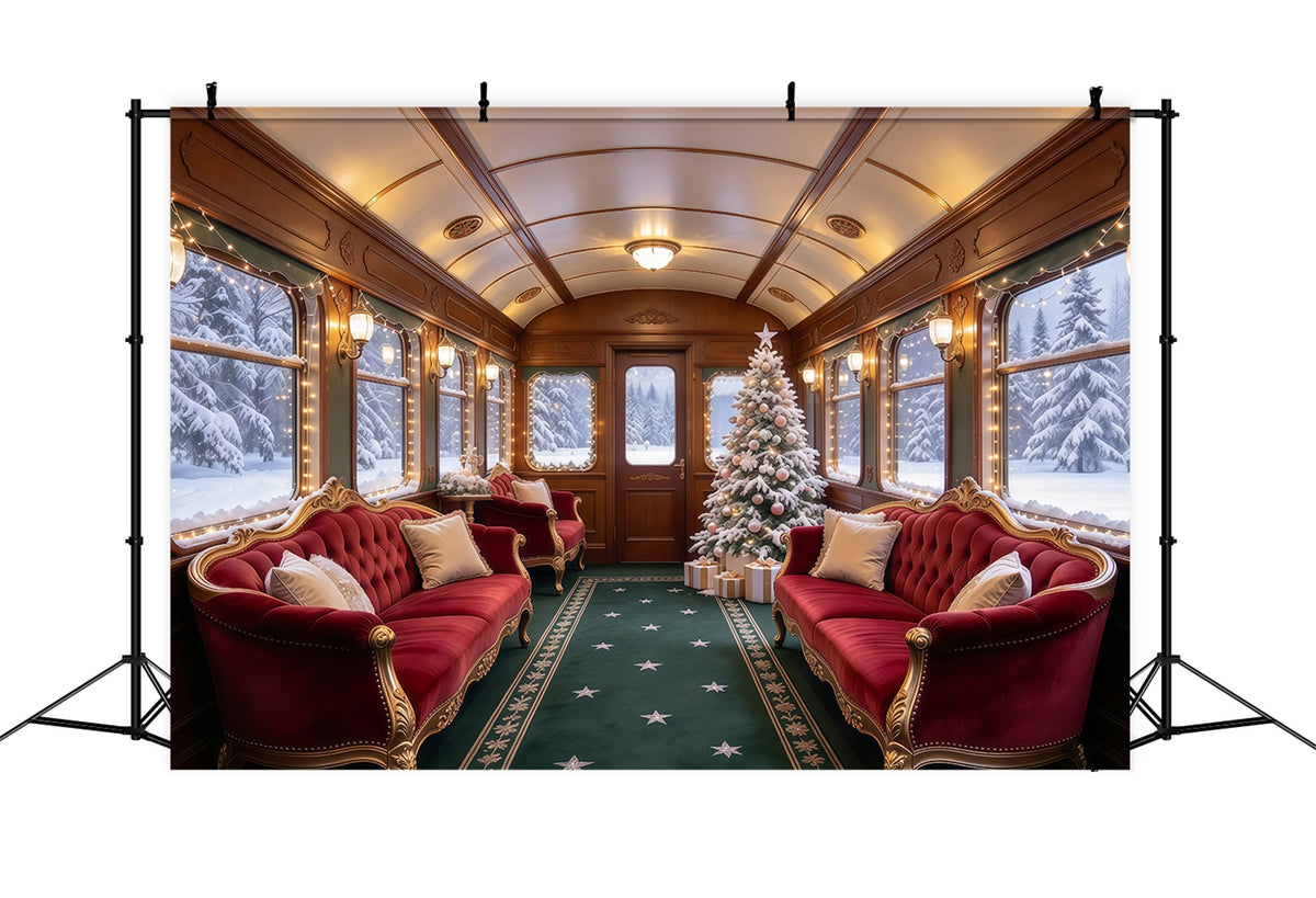 Christmas Backdrops for Photography Crimson Velvet Railway Lounge Christmas Photography Backdrop GQ610-41