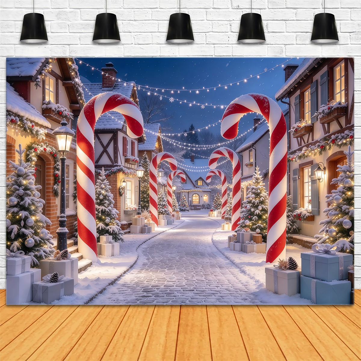 Christmas Village Backdrops Candy Cane House Gateway Photography Christmas Backdrops GQ610-44