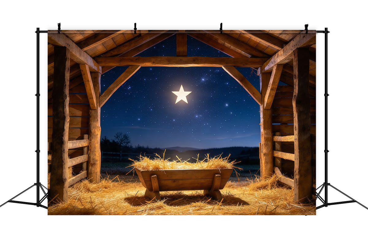 Nativity Scene Backdrop Starry Night Manger Stable Manger Scene Backdrop GQ610-61
