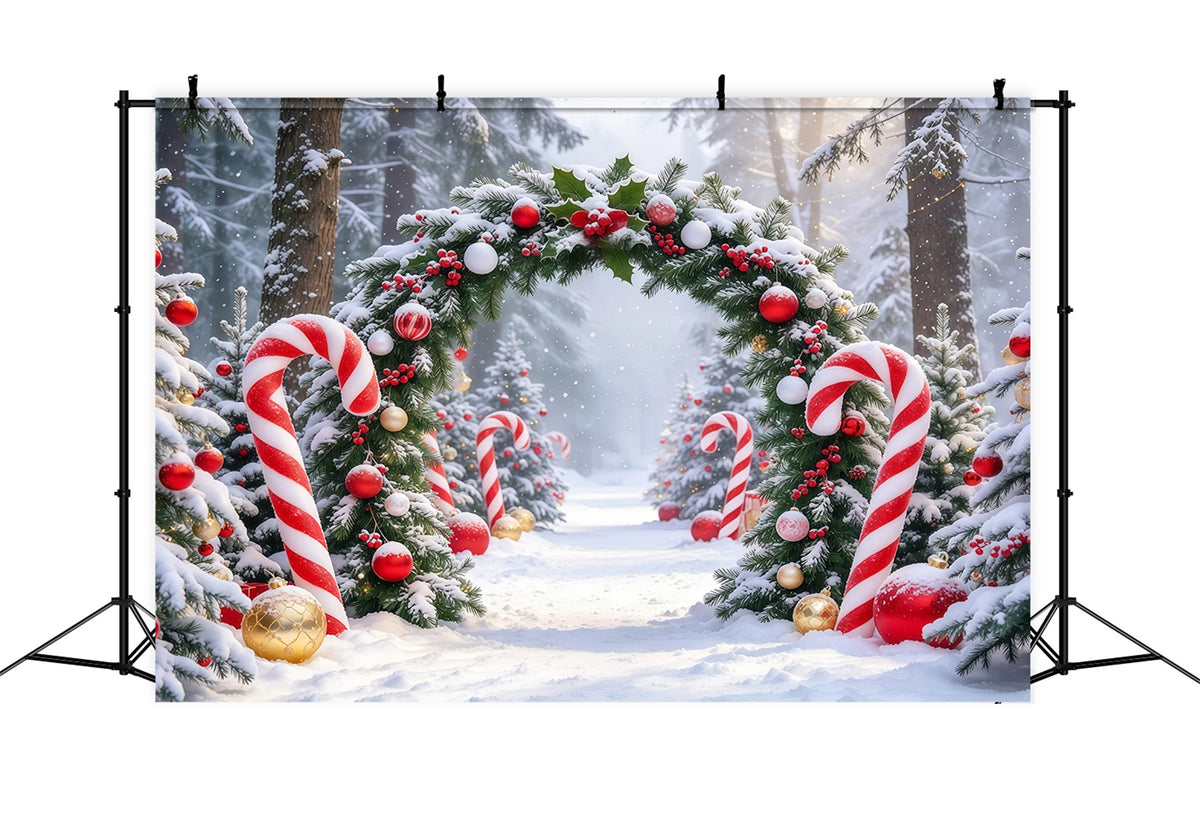 Christmas Backdrop for Photos Candy Cane Evergreen Archway Christmas Backdrop for Wall GQ610-75