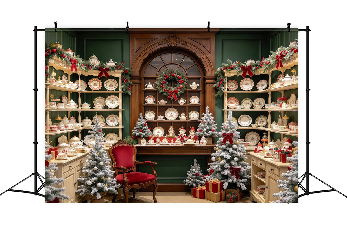 Santa Backdrop Festive Porcelain Cabinet Display Christmas Backdrop for Party GQ610-78