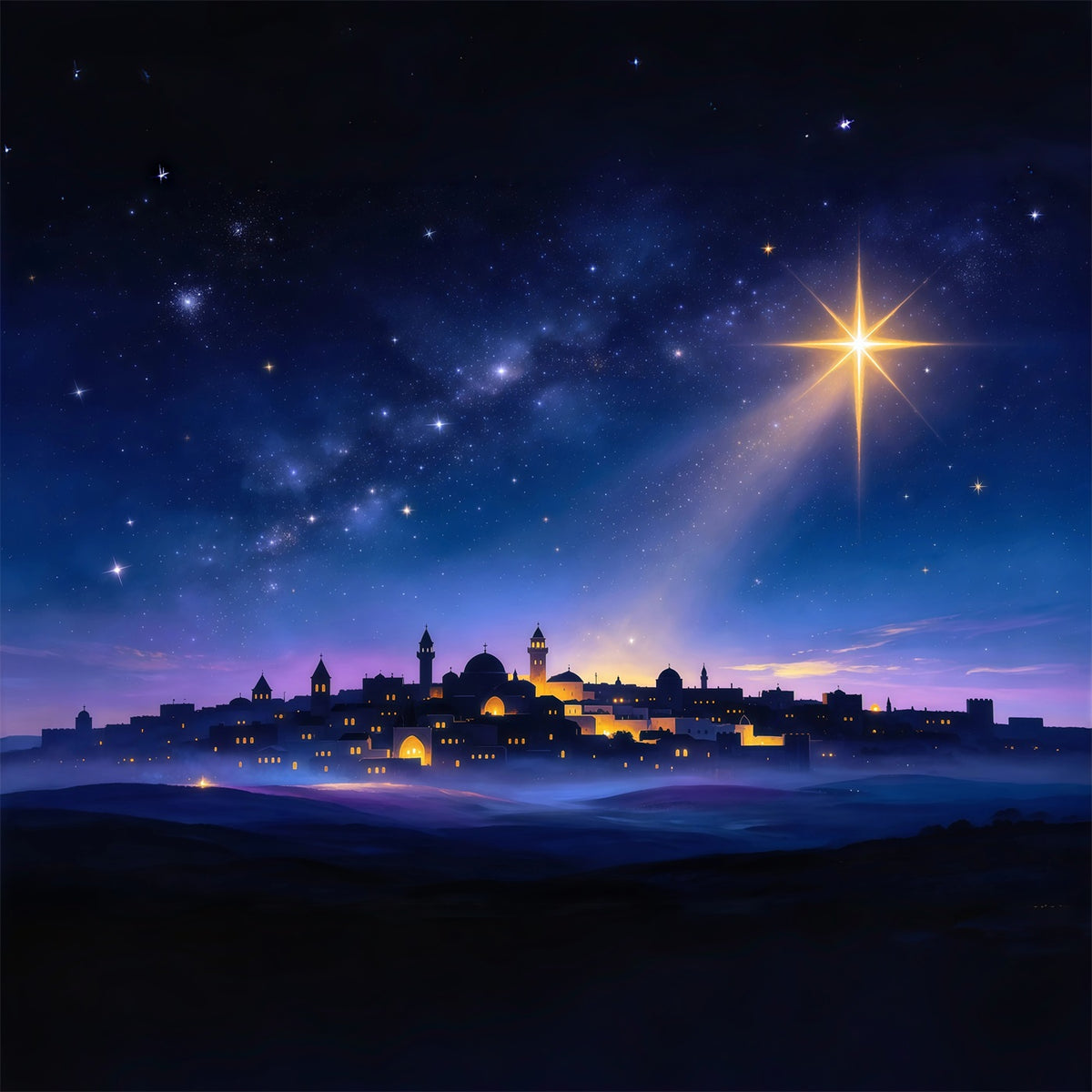 Nativity Scene Backdrop Bethlehem Skyline Guiding Star Christmas Photo Backdrop Ideas GQ610-8