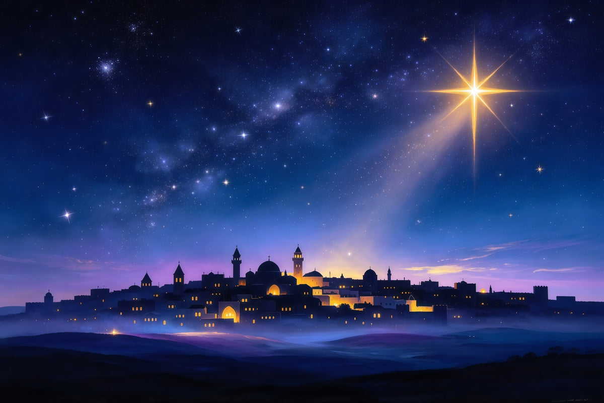 Nativity Scene Backdrop Bethlehem Skyline Guiding Star Christmas Photo Backdrop Ideas GQ610-8