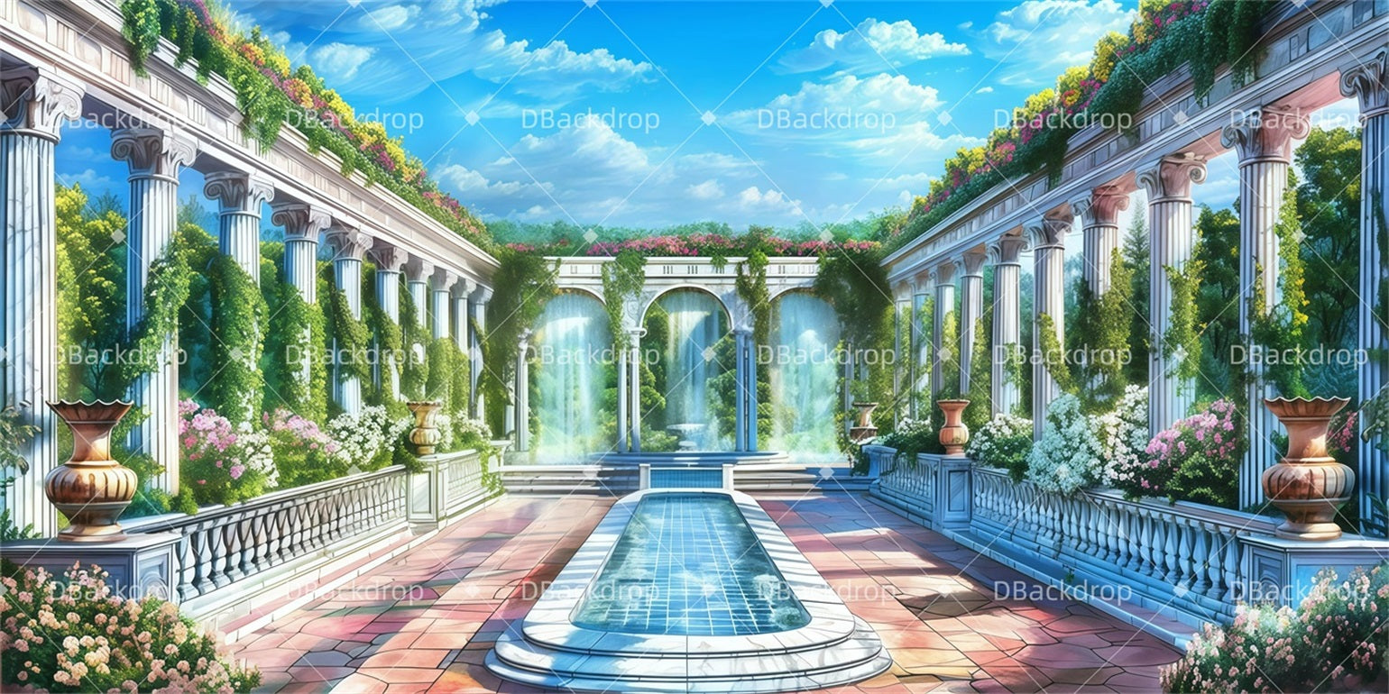 Scenic Backdrops Greek Garden Stage Backdrops For Sale GQ62-T20