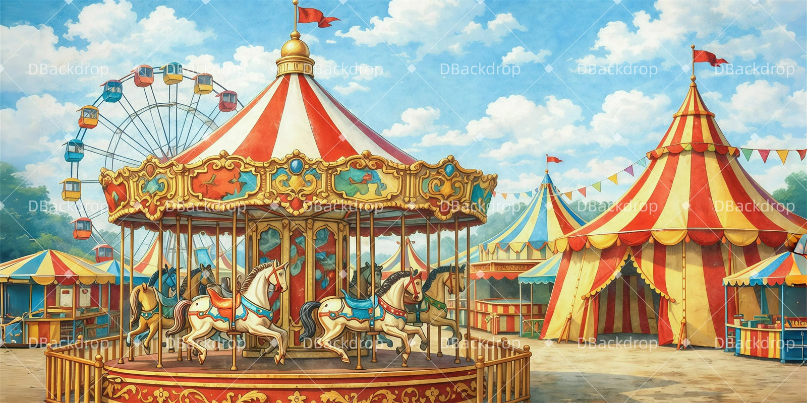 Circus Stage Backdrop Circus Menagerie Theater Backdrops GQ62-T34