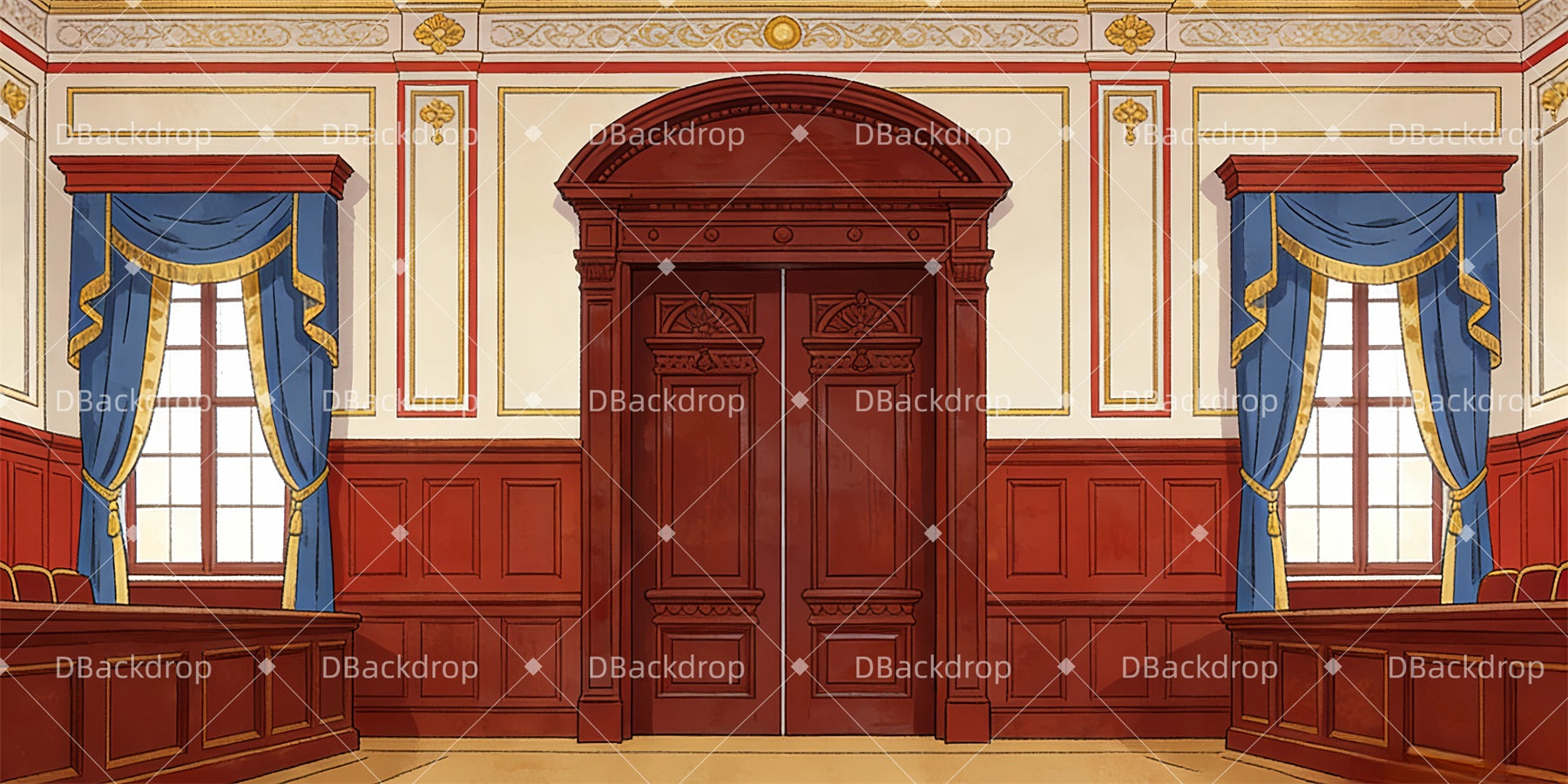 Professional Stage Backdrops Courtroom Interior Theater Backdrop GQ63-T12