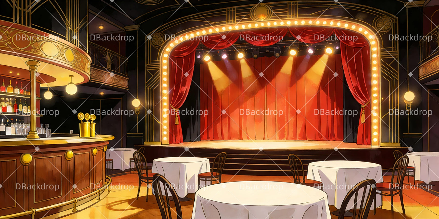 Broadway Stage Backdrops Jazz Club Musical Backdrops GQ63-T14