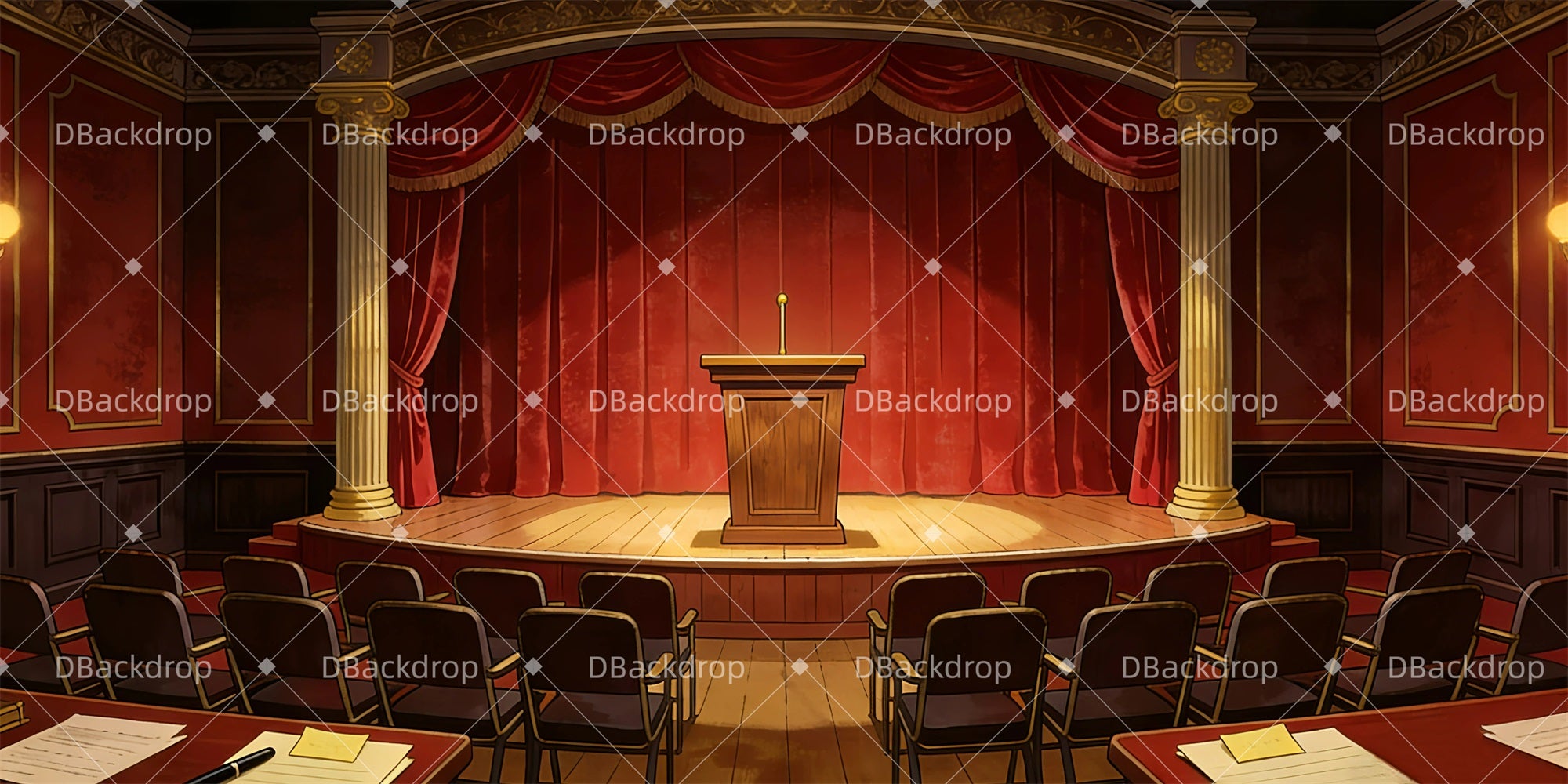 Theater Stage Backdrop Press Conference Broadway Stage Backdrops GQ63-T16