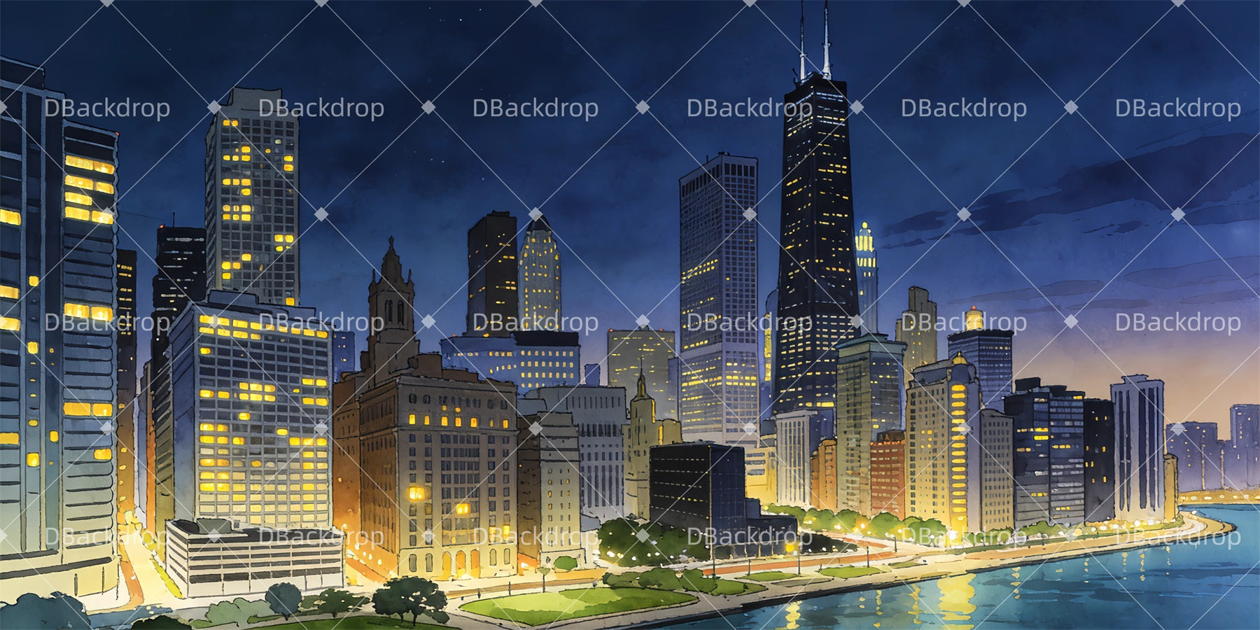 Performance Backdrops Chicago Night Movie Theater Backdrop GQ63-T17