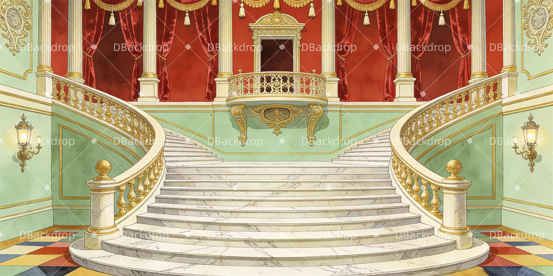 Dance Backdrop Victorian Ballroom Theater Stage Backdrop GQ63-T23