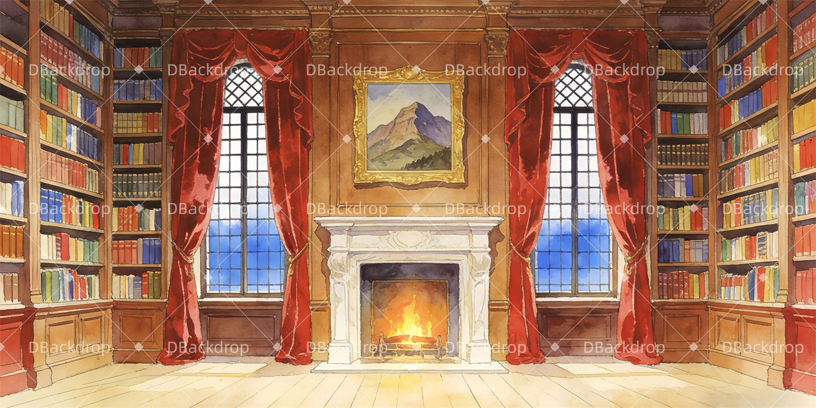 Stage Backdrop Victorian Study Theater Backdrops For Sale GQ63-T29